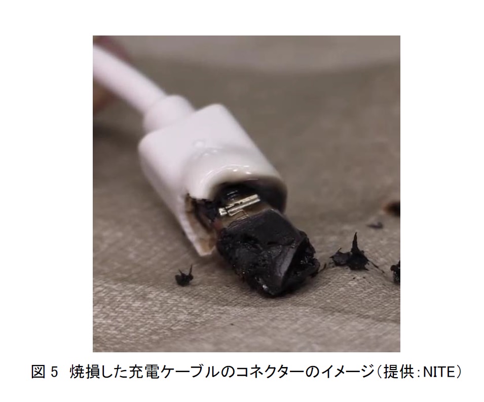 図5焼損した充電ケーブルのコネクターのイメージ